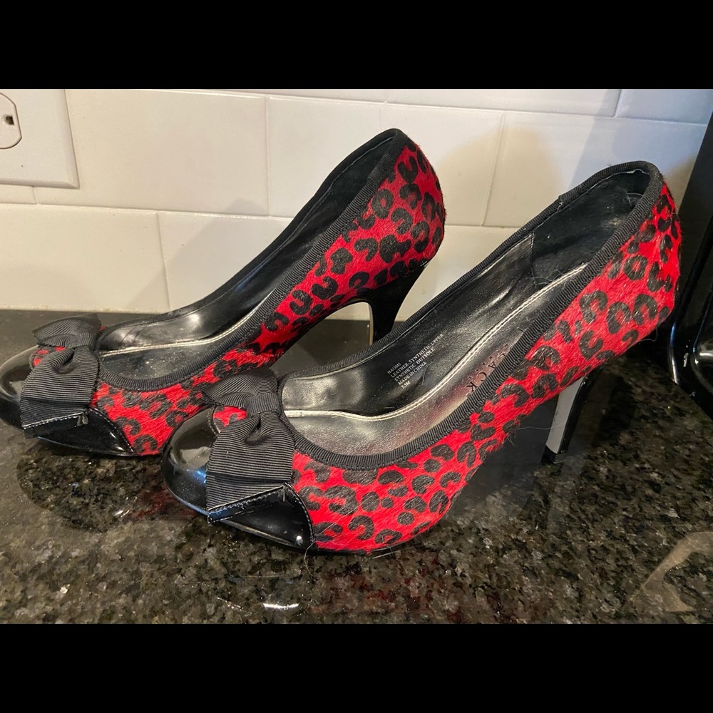 Red and Black Hair on Hide Heels from White House Black Market